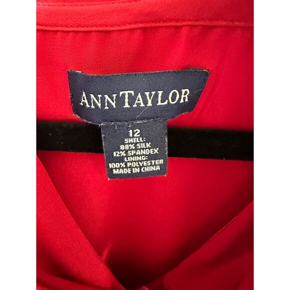 ๐ 2/$20 ๐ Ann Taylor Sleeveless Draped Neck Top Size 12 Red - Picture 4 of 6